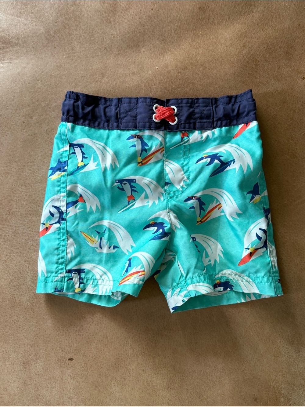 Cat & Jack 18 Months Surfing Shark Aqua Turquoise Swim Trunks